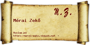 Mérai Zekő névjegykártya